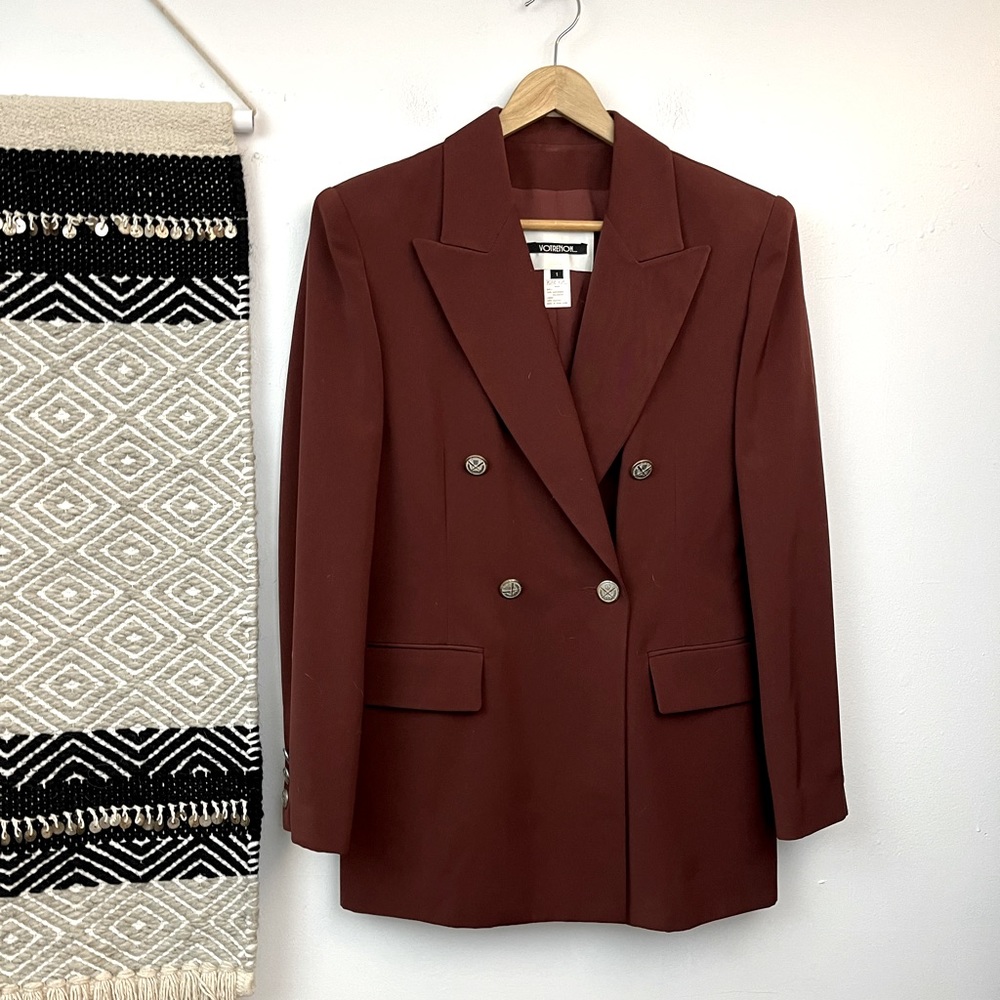Votre Nom Double-Breasted Blazer in Deep Brown